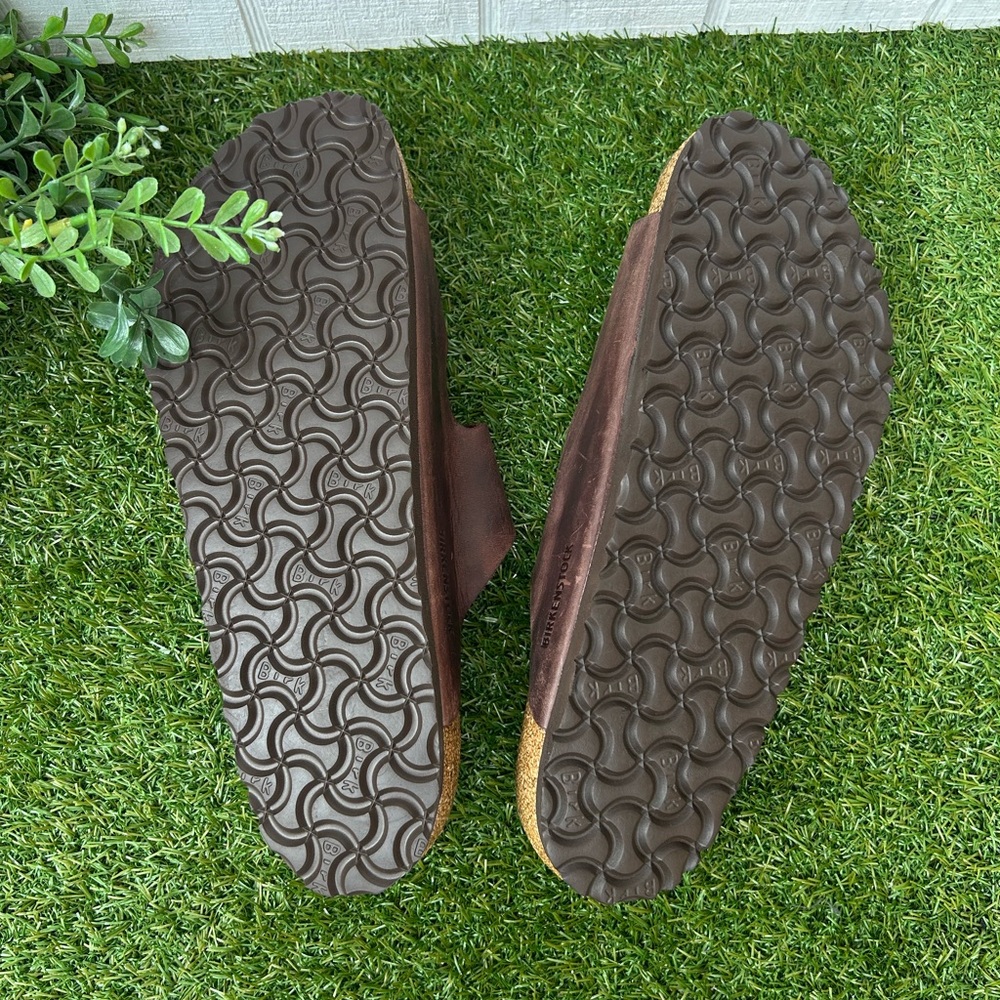 BIRKENSTOCK ARIZONA HABANA Oiled LEATHER BROWN SOFT FOOTBED SANDALS Sz 44 US11.5 - Picture 11 of 15